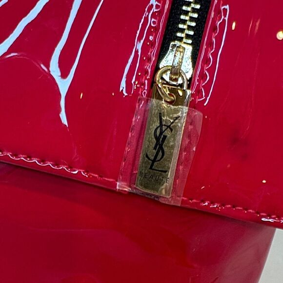 Yves Saint Laurent Purse NWOT red patent leather clutch cosmetic Bag - Picture 5 of 17